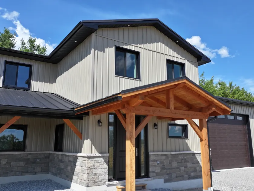 Residential house front siding